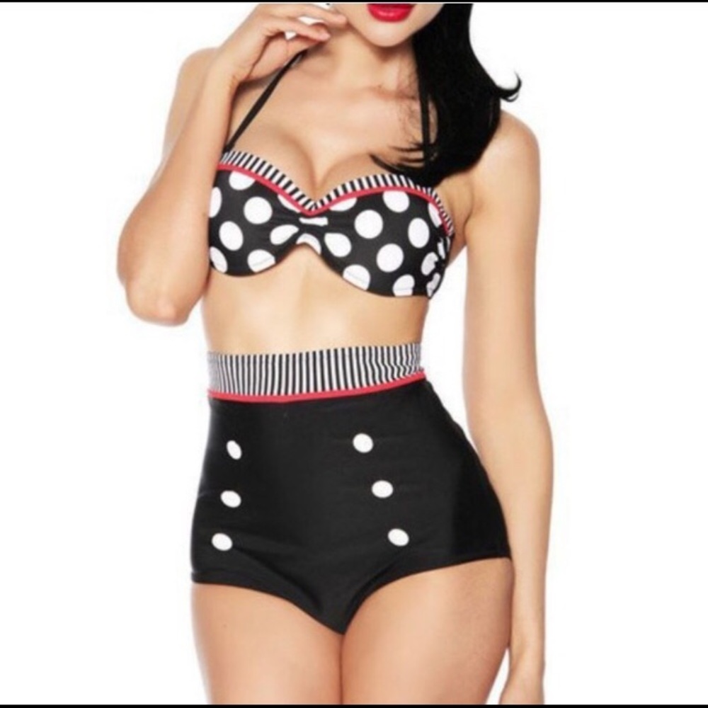 ✨HOST PICK ✨ Black/White/Red Polka Dot Bikini